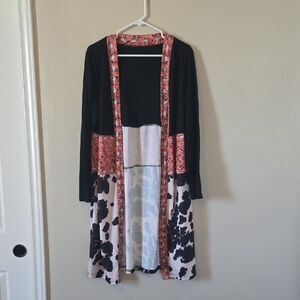 Western Cow Print Open Cardigan